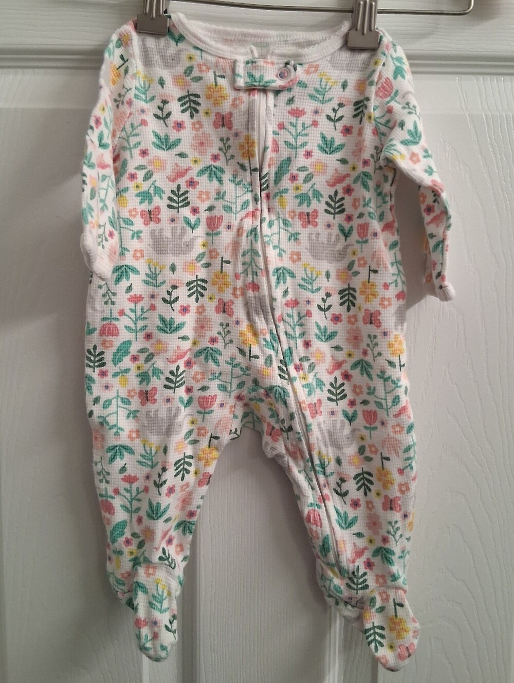 Carters 3 Months Footies Waffle Knit Floral